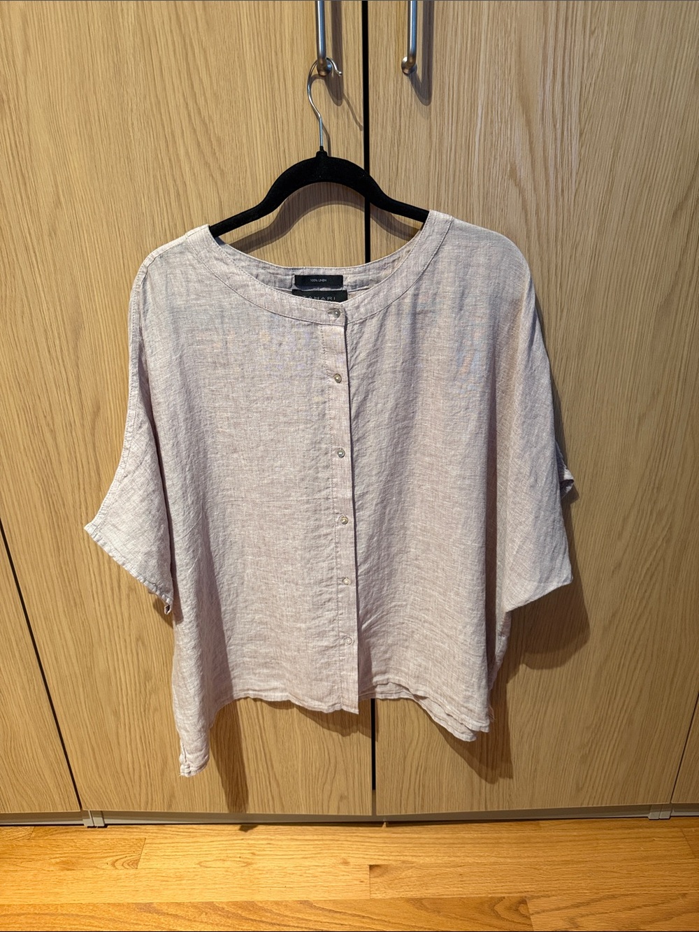 Tahari Pale Blush 100% Linen Button-Front Women’s Shirt